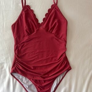 Cupshe Red Scalloped One-Piece Swimsuit